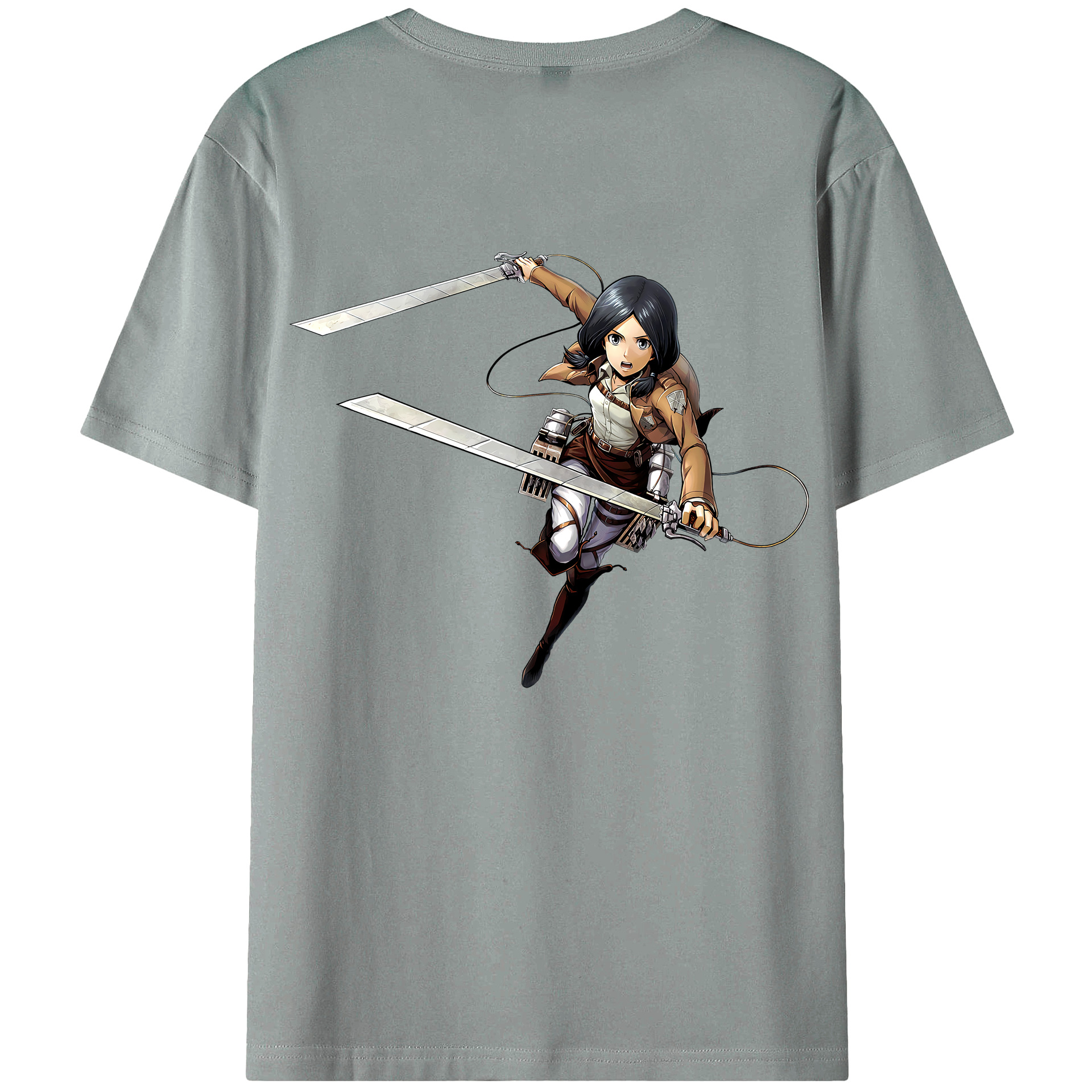 （画像用） 進撃の巨人 ミカサ·アッカーマン Attack on Titan Mikasa Ackerman 綿100％ メンズ半袖Tシャツ（バックプリント） 通気性